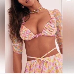 NWT For Love And Lemons Pastel Punch Underwire Crop Top XXS